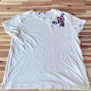 Abercrombie White T with Floral Embroidery